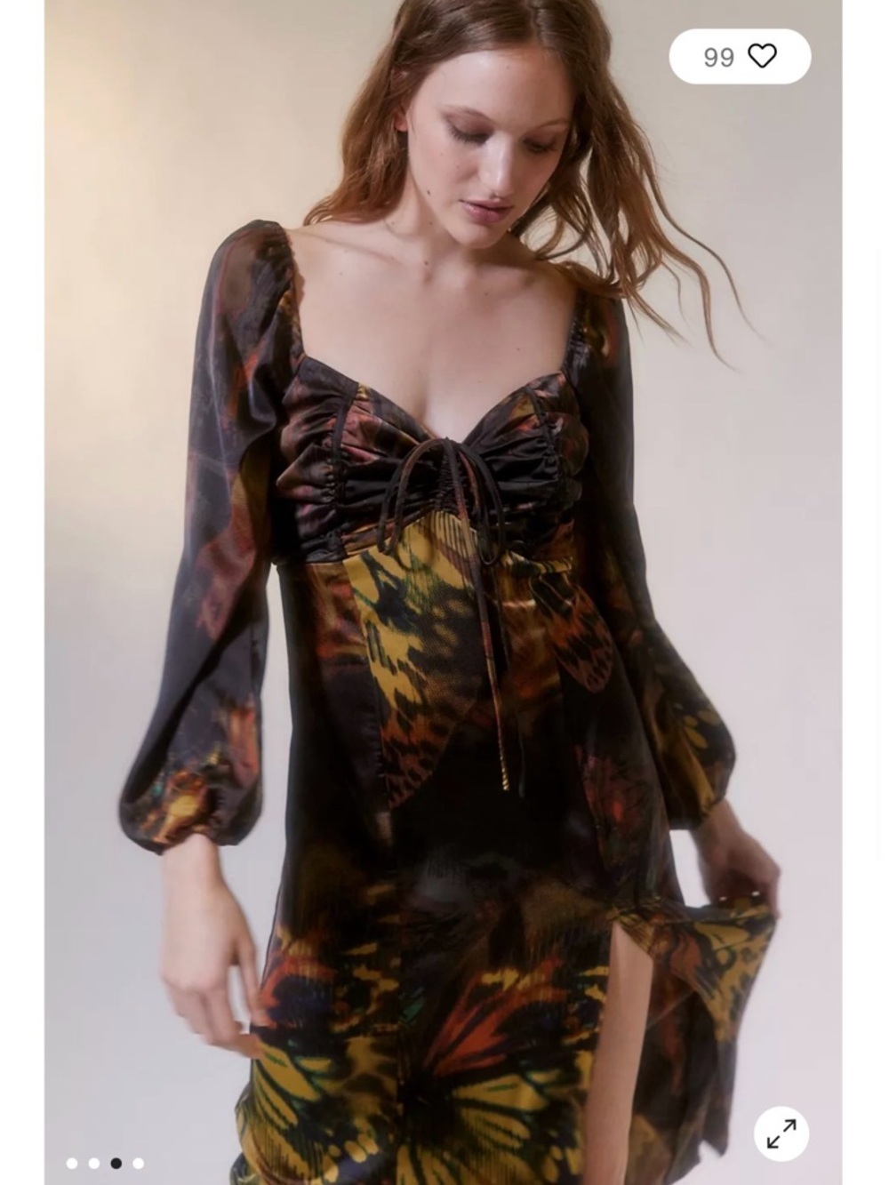 URBAN OUTFITTERS Kitty Printed Puff Sleeve Midi Dress - Picture 3 of 11